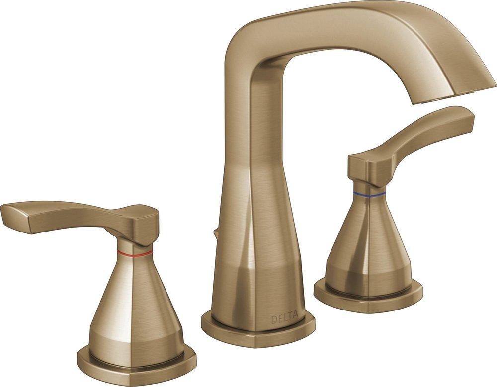 Delta Faucet Brilliance&reg; Champagne Bronze Two Handle Widespread Bathroom Sink Faucet with Metal Pop-Up Drain 