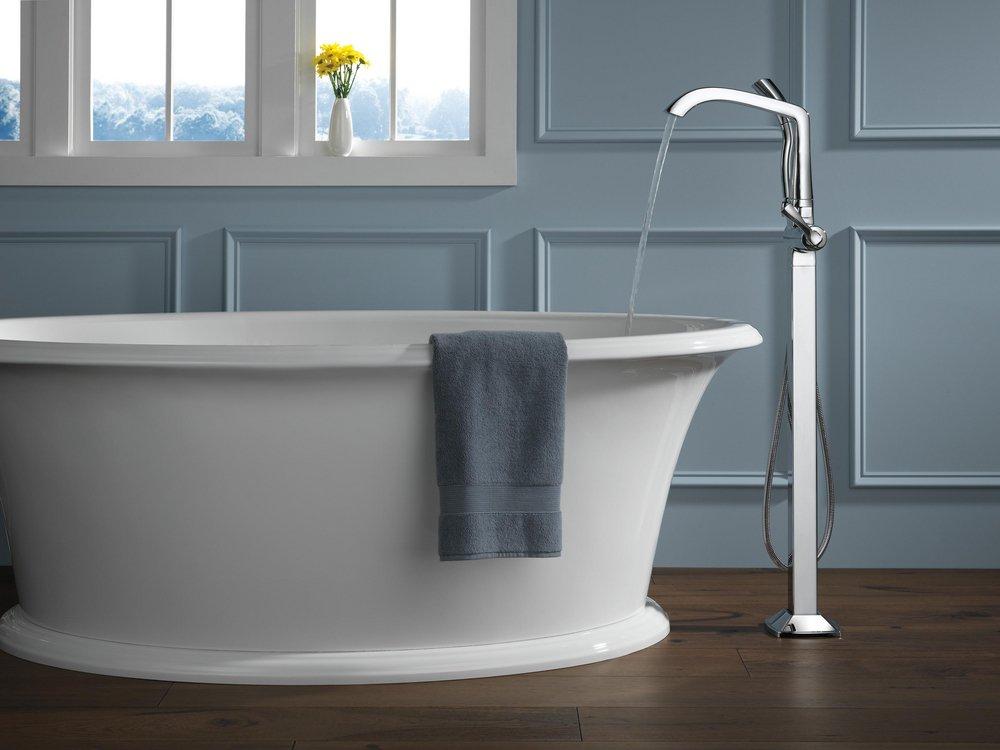 Delta Faucet Matte Black Single Handle Lever Floor Mount Filler (Trim Only) 