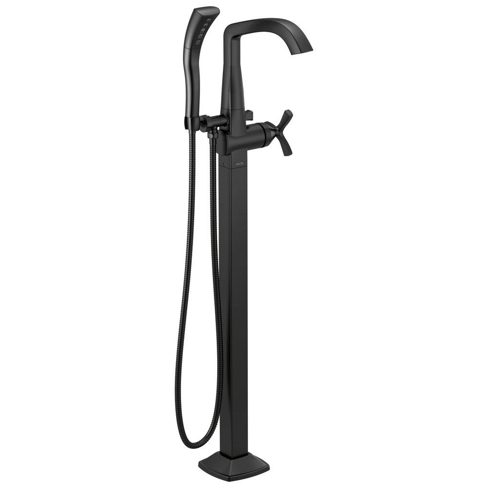 Delta Faucet Matte Black Single Handle Lever Floor Mount Filler 