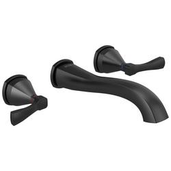 Two Handle Wall Mount Widespread Bathroom Sink Faucet in Matte Black