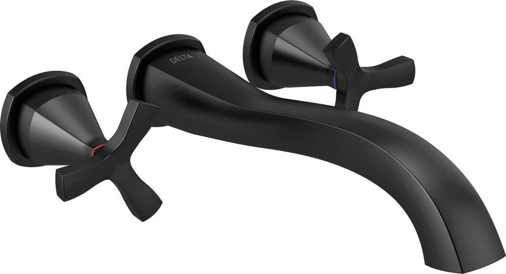 Delta Faucet Matte Black Two Handle Wall Mount Filler (Trim Only) 