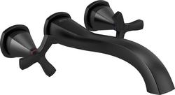 Two Handle Wall Mount Tub Filler in Matte Black