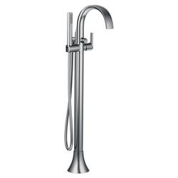 Single Handle Floor Mount Tub Filler with Hand Shower in Chrome (Trim Only)