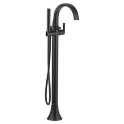 Single Handle Floor Mount Tub Filler with Hand Shower in Matte Black (Trim Only)