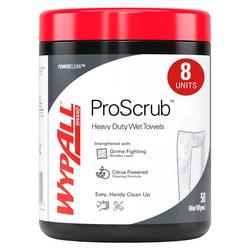 ProScrub Heavy Duty Wet Towels, Dual Action Cleaning, Large 9.5" x 12" Wipes, Canister Included 50 Sheets/Canister, 8 Canisters/Case, 400 Sheets/Case