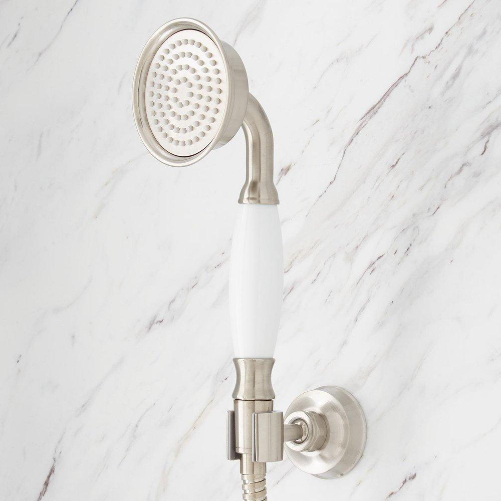 COOPER THERMOSTATIC EXPOSED PIPE SHOWER WITH HAND SHOWER - BRUSHED NICKEL 