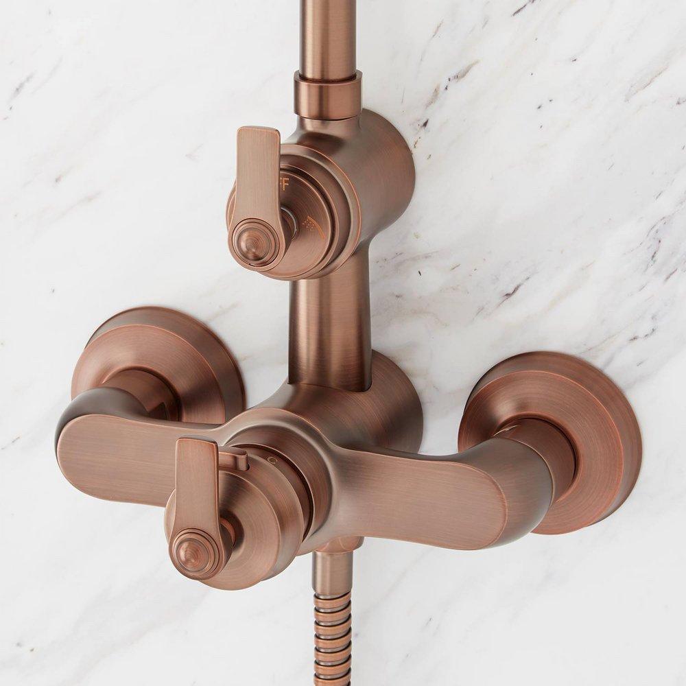 COOPER THERMOSTATIC EXPOSED PIPE SHOWER WITH HAND SHOWER - BRUSHED NICKEL 