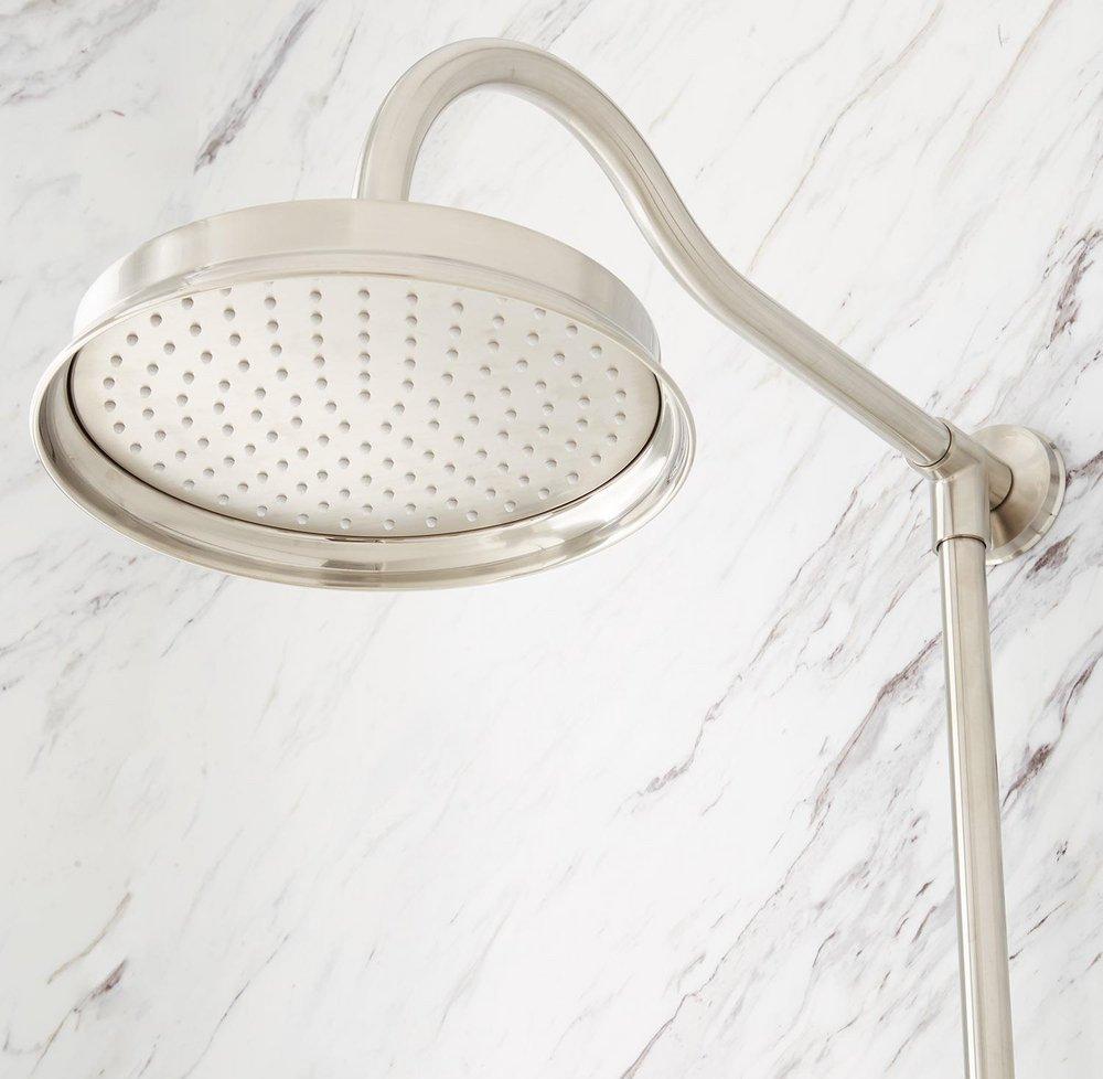 Thermostatic Exposed Pipe Shower with Hand Shower in Brushed Nickel 