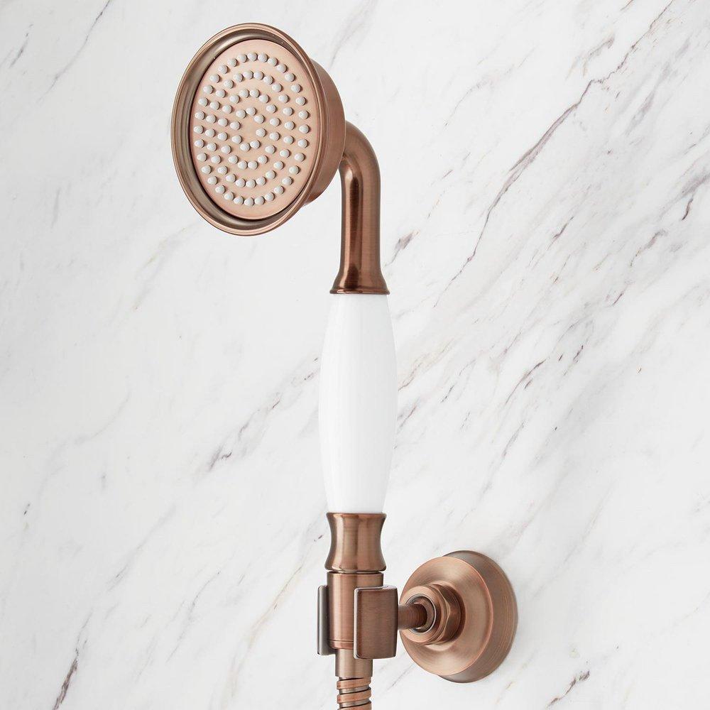 Thermostatic Exposed Pipe Shower with Hand Shower in Brushed Nickel 