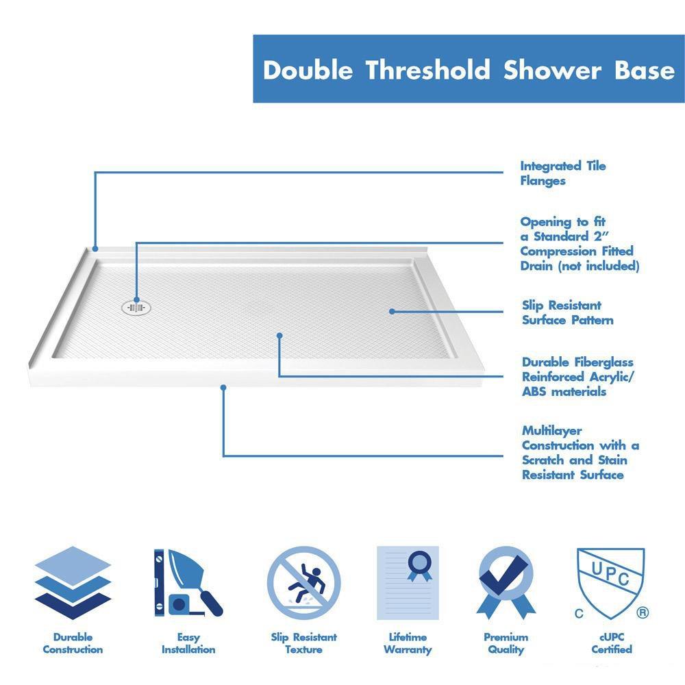 54 in. x 36 in. Shower Base with Left Drain in White 