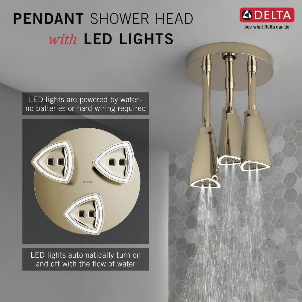 2.5 gpm Pendant Raincan Shower Head with LED Light inPolished Nickel 