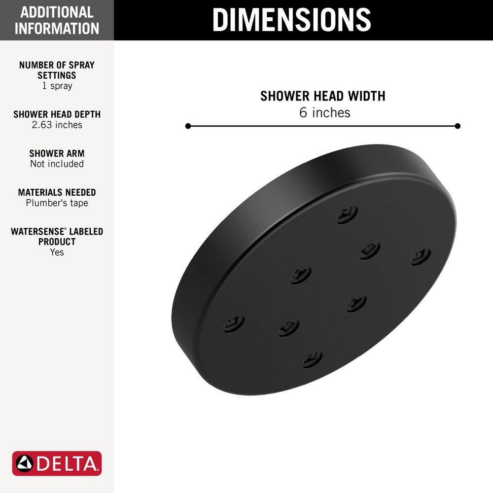 Delta Faucet Matte Black Single Function Drench Showerhead 