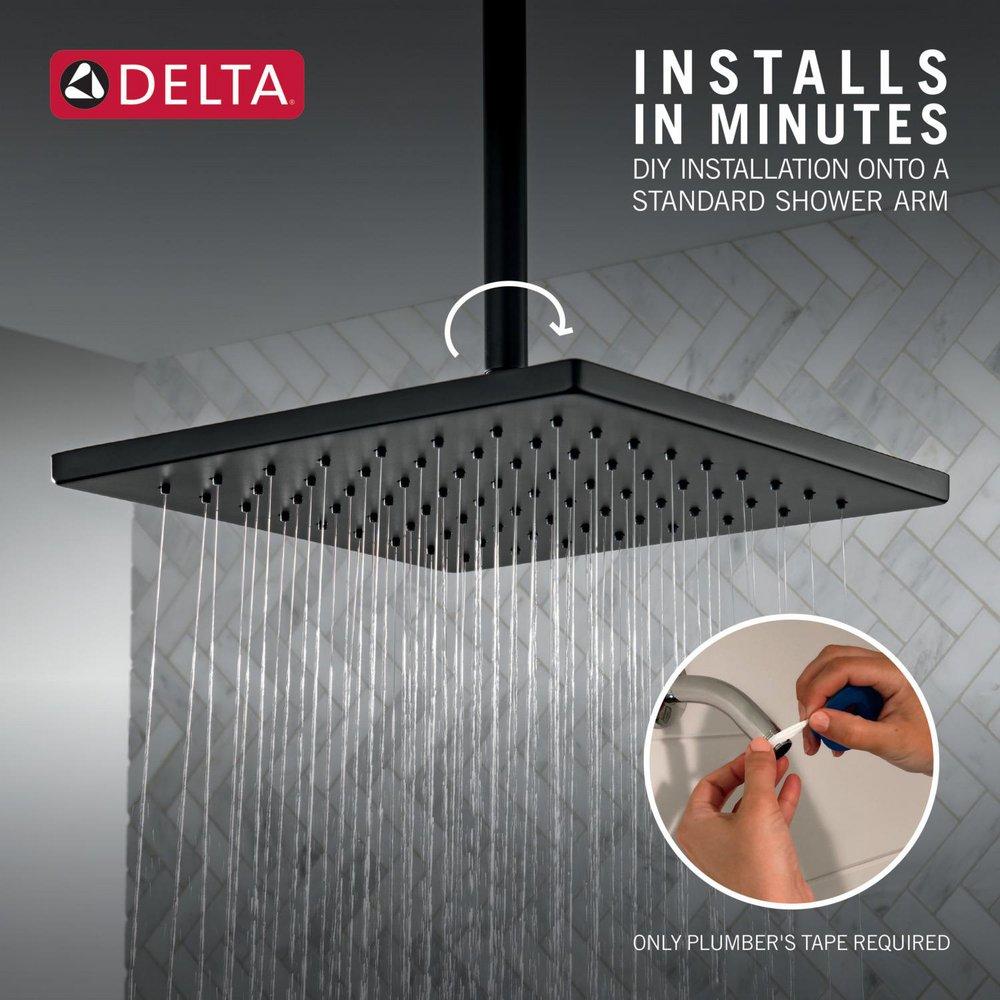 Delta Faucet Matte Black Single Function Rain Showerhead 