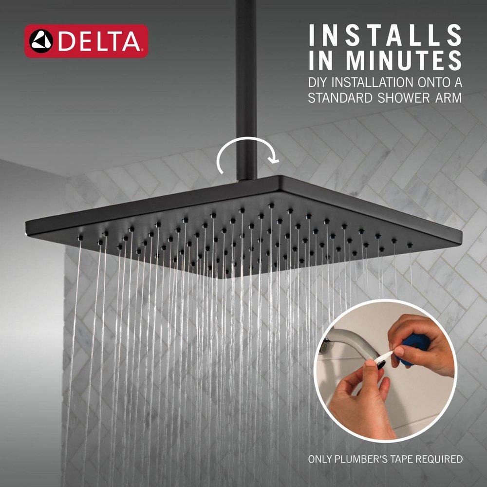 Delta Faucet Matte Black Single Function Rain Showerhead 
