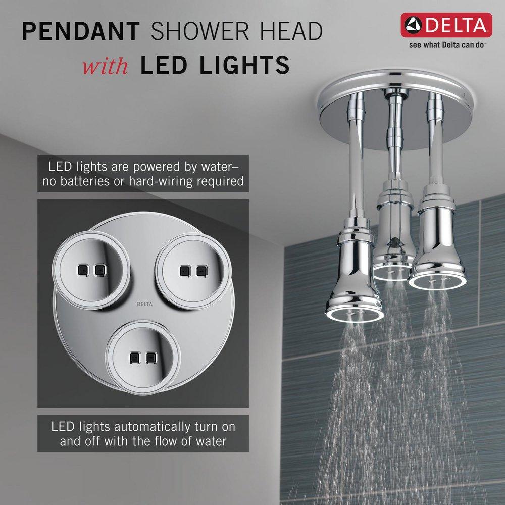 2.5 gpm Pendant Raincan Shower Head with LED Light inChrome 