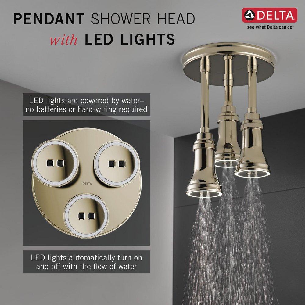 2.5 gpm Pendant Raincan Shower Head with LED Light inPolished Nickel 