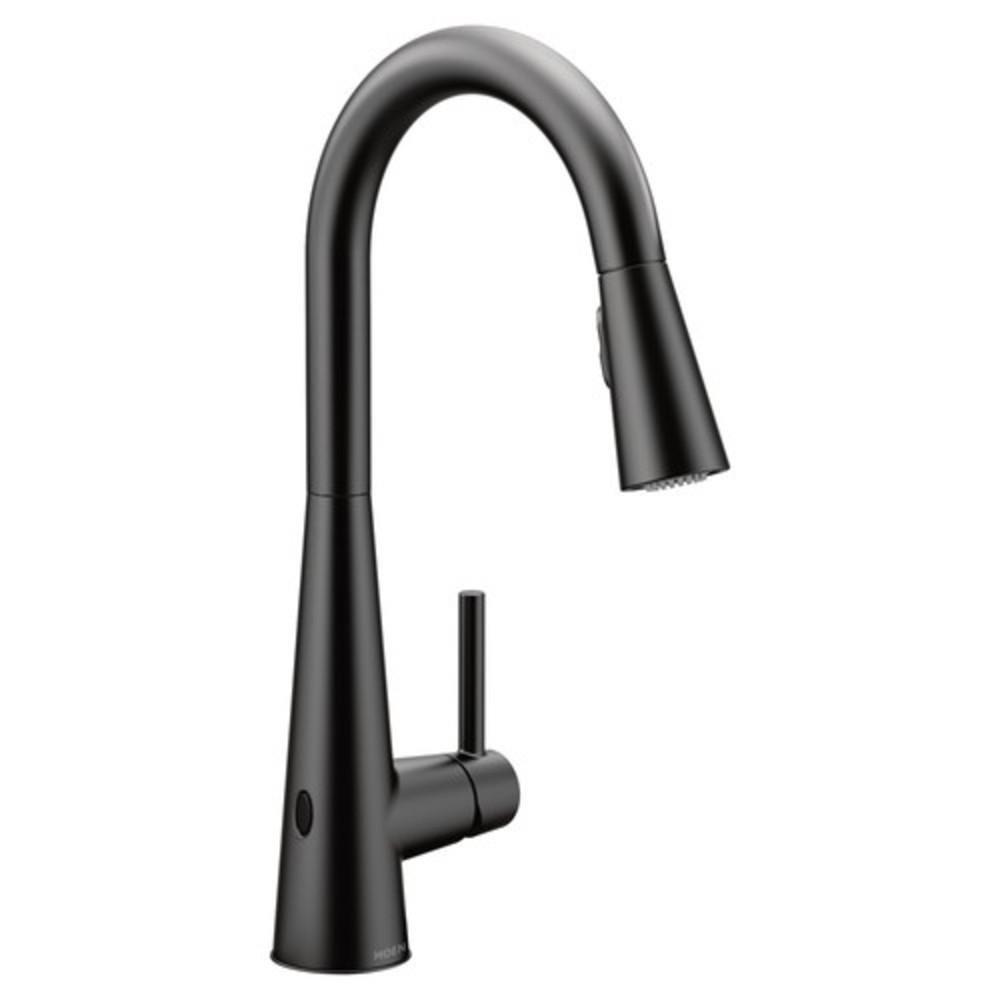 Moen Matte Black Single Handle Pull Down Touchless Kitchen Faucet with Power Clean, Reflex and MotionSense Wave Technology 