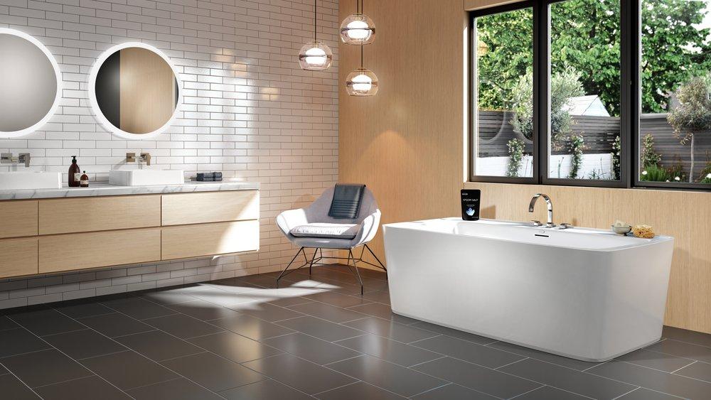 JACUZZI® White 67 x 34 in. Soaker Freestanding Bathtub Center Drain 