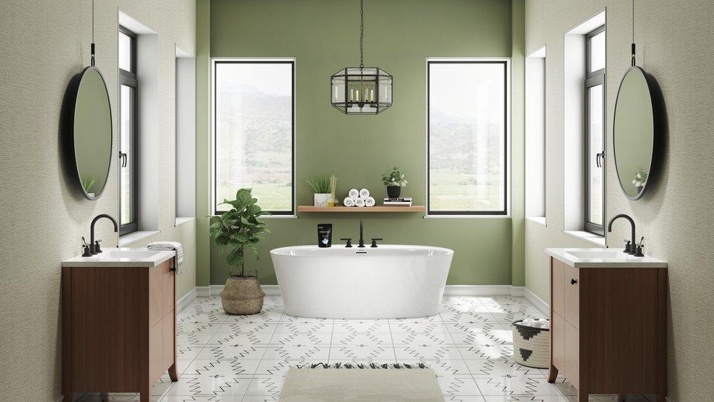 JACUZZI® White 67 x 34 in. Soaker Freestanding Bathtub Center Drain 