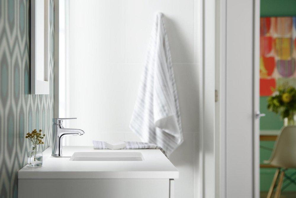 KOHLER Polished Chrome Single Handle Monoblock Bathroom Sink Faucet 