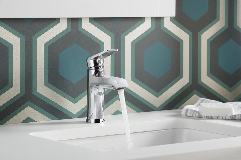 KOHLER Polished Chrome Single Handle Monoblock Bathroom Sink Faucet 