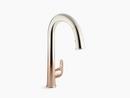 Single Handle Pull Down Touchless Kitchen Faucet with Two-Function Spray, Magnetic Docking and Sweep Spray Technology in Vibrant® Ombre Rose Gold with Polished Nickel