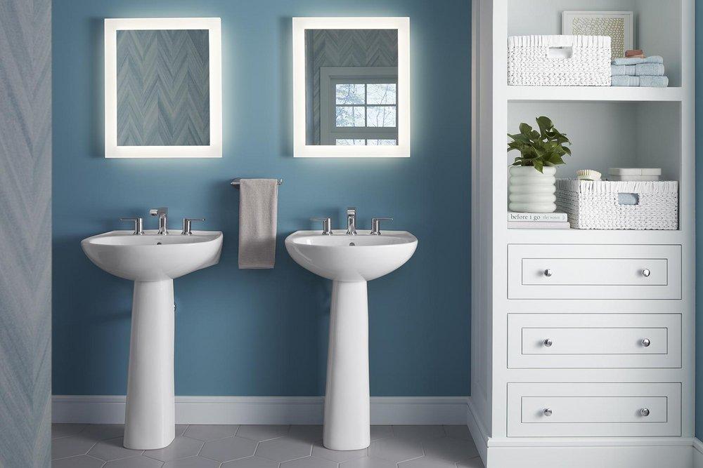 KOHLER Polished Chrome Two Handle Widespread Bathroom Sink Faucet 