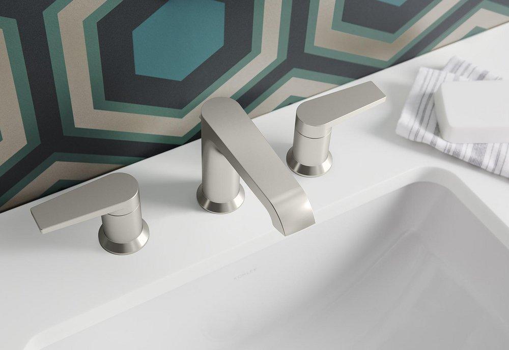 KOHLER Vibrant Brushed Nickel Two Handle Widespread Bathroom Sink Faucet 