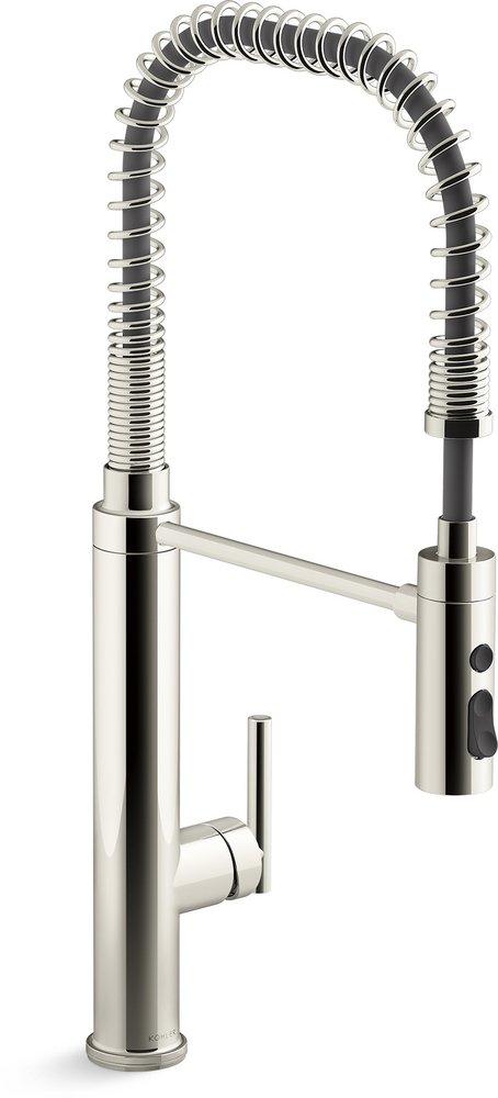 KOHLER Vibrant&reg; Polished Nickel Single Handle Kitchen Faucet with Three-Function Spray and Magnetic Docking 