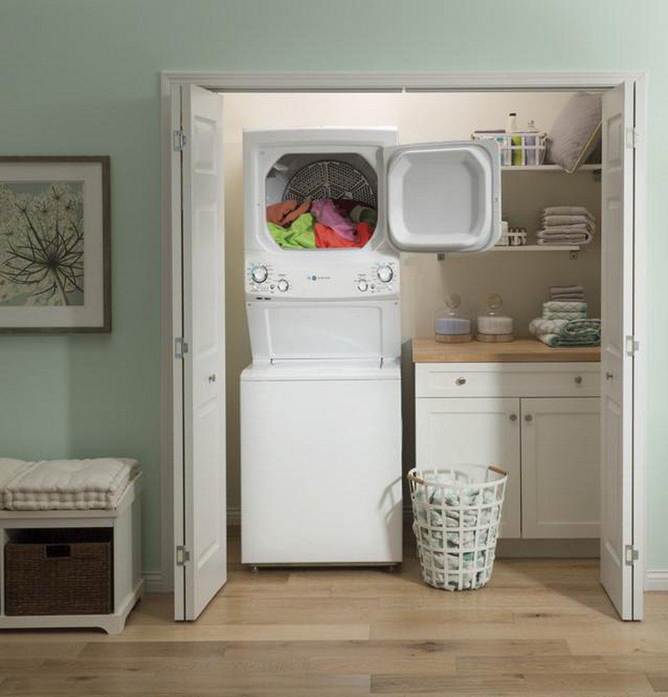 GE&reg; White 26-3/4 x 75-7/8 x 30-7/8 in. 5.9 cu. ft. 30A Front Load Washer 