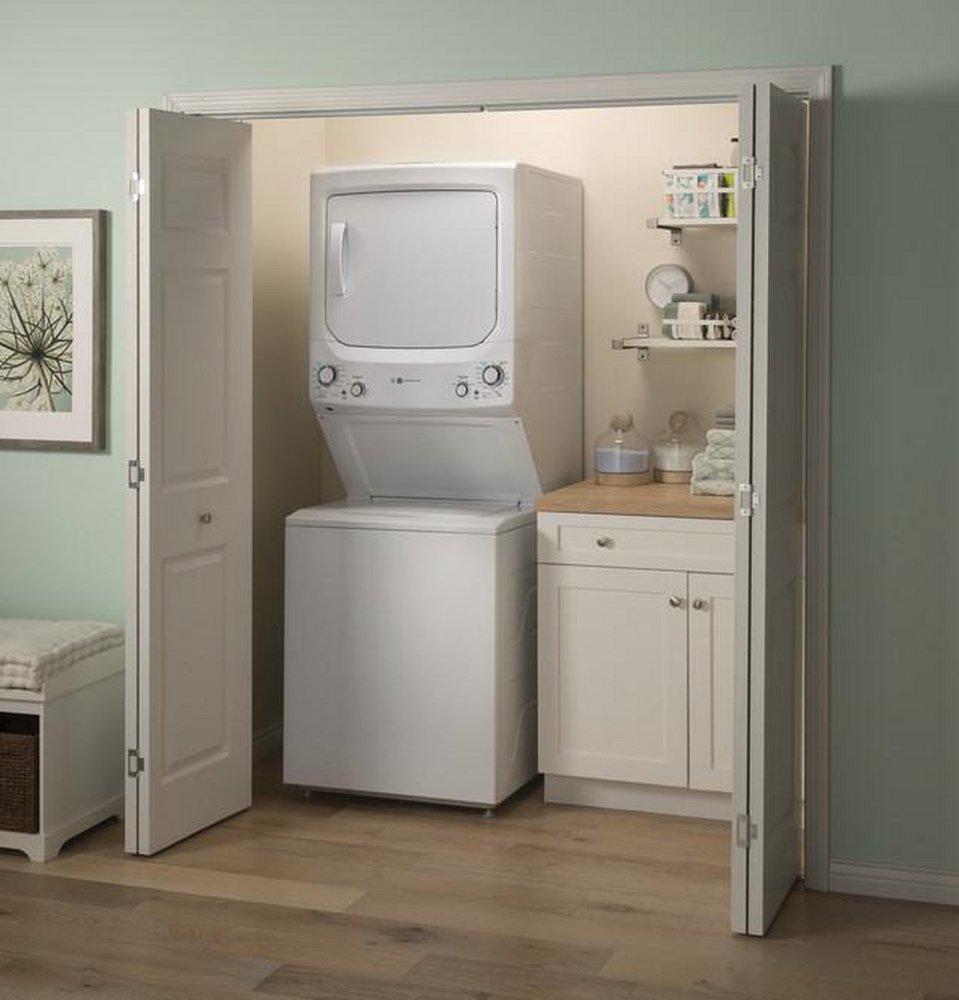 GE&reg; White 26-3/4 x 75-7/8 x 30-7/8 in. 5.9 cu. ft. 30A Front Load Washer 