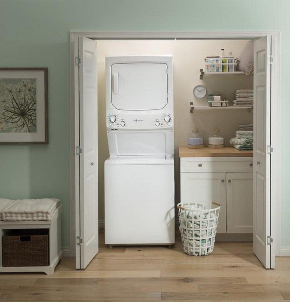 GE&reg; White 26-3/4 x 75-7/8 x 30-7/8 in. 5.9 cu. ft. 30A Front Load Washer 