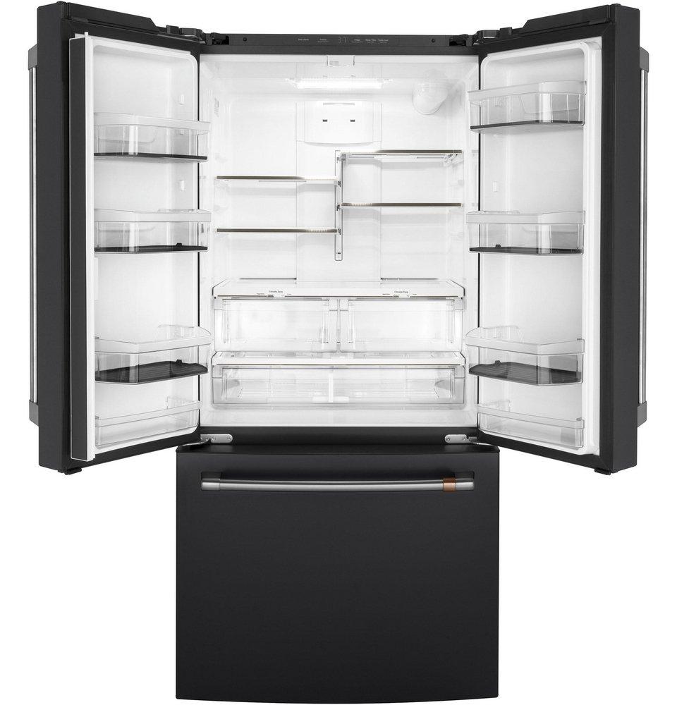 Cafe™ Matte Black 32-3/4 in. 18.6 cu. ft. Counter Depth and French Door Refrigerator 