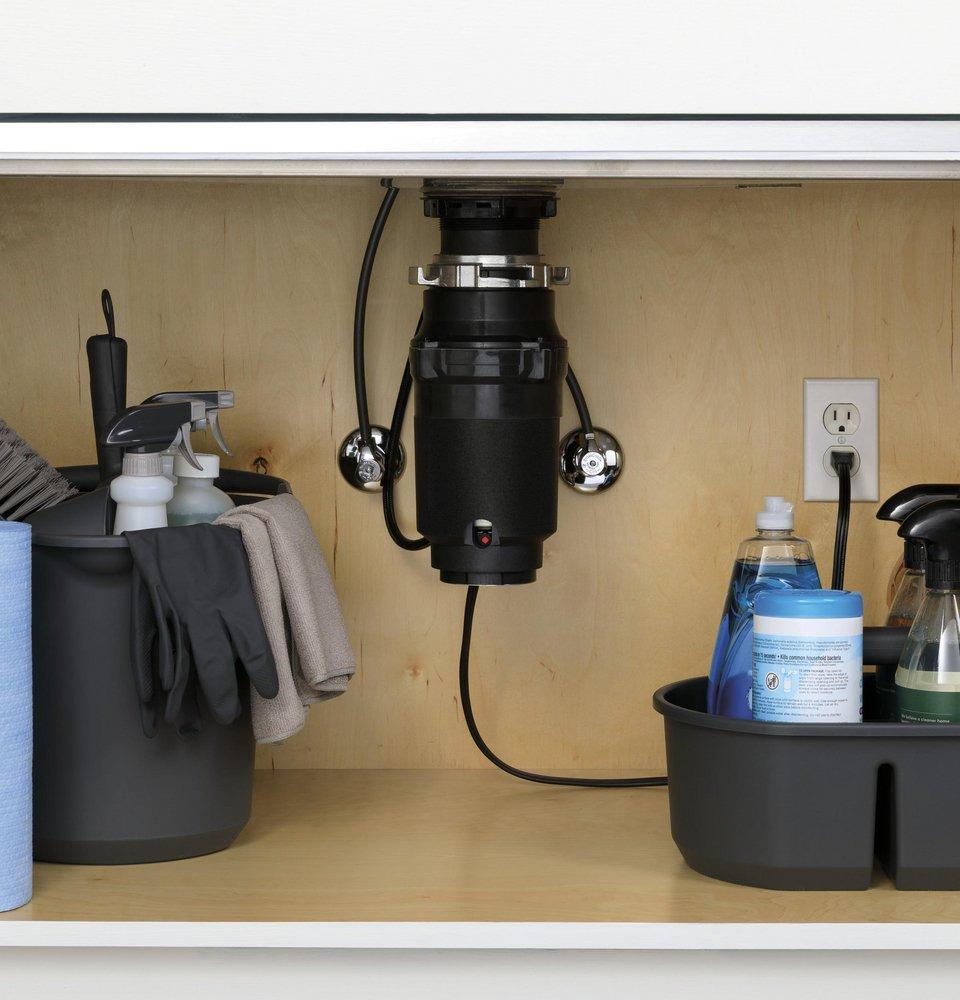 GE&reg; Black 1/3 hp Continuous Feed Garbage Disposal 