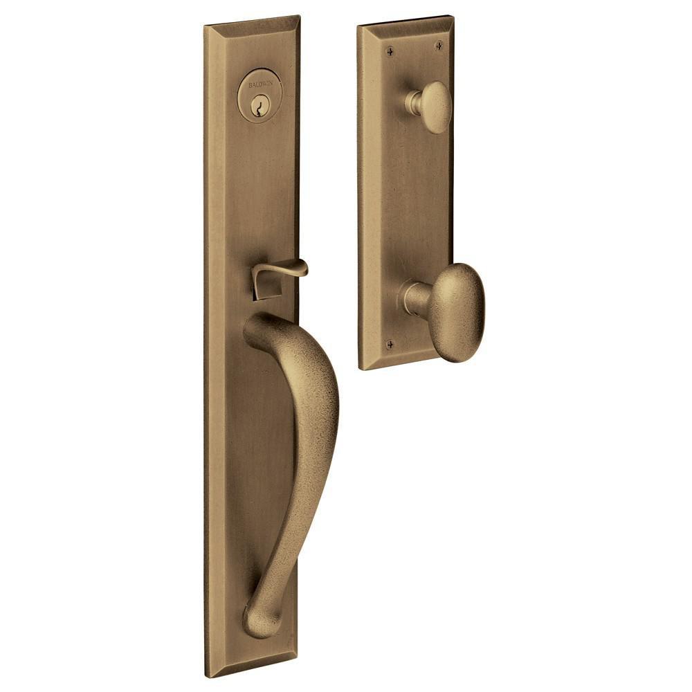 Baldwin CODY STYLE FULL ESCUTCHEON SINGLE CYLINDER HANDLESET WITH INTERIOR OVAL KNOB 