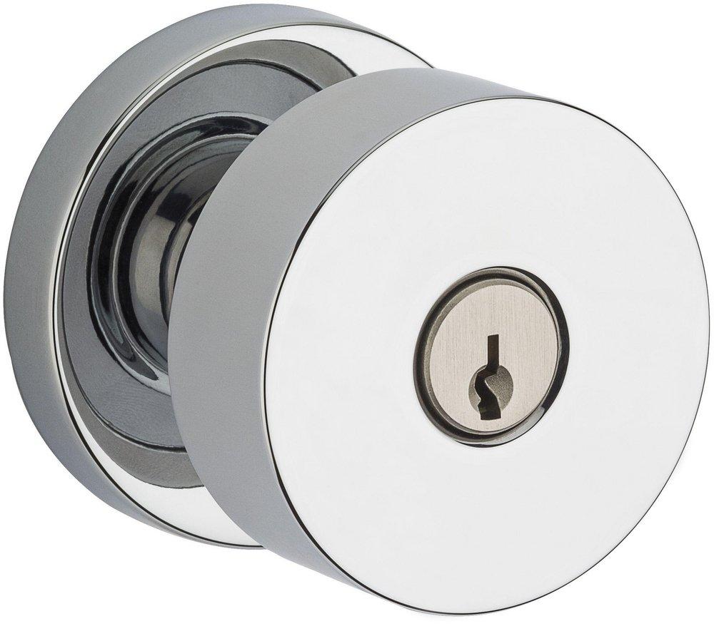 Baldwin MODERN SINGLE CYLINDER KEYED ENTRY DOOR KNOB SET WITH MODERN ROUND ROSE FROM THE RESERVE COLLECTION 