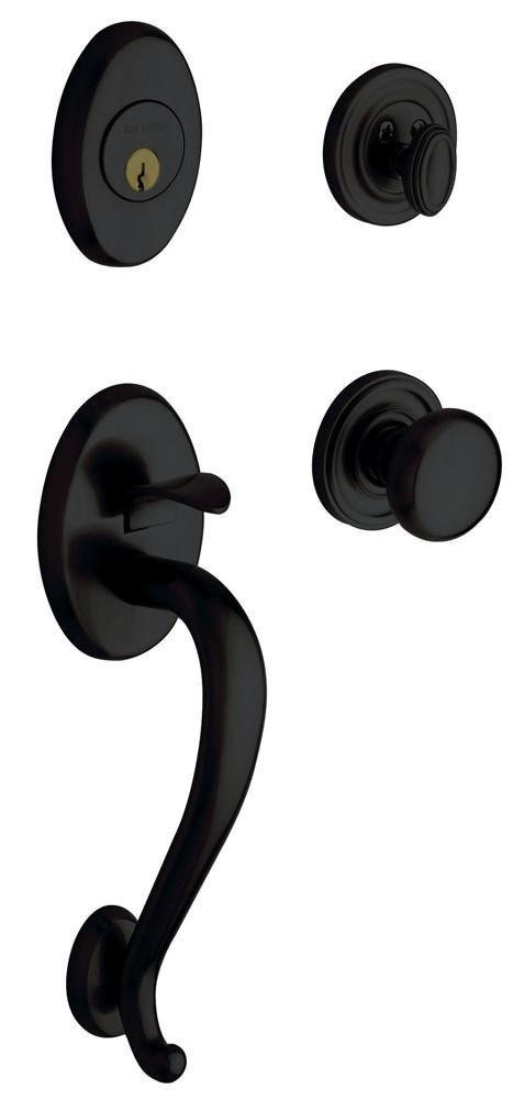Baldwin LOGAN SINGLE CYLINDER HANDLESET WITH CLASSIC INTERIOR KNOB 