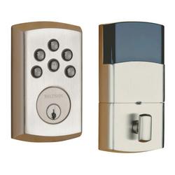 Forged Brass Keyless Entry Deadbolt Lock in Lifetime Satin Nickel