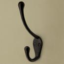 Hand Forged Iron Double Coat Hook in Black Powder Coat