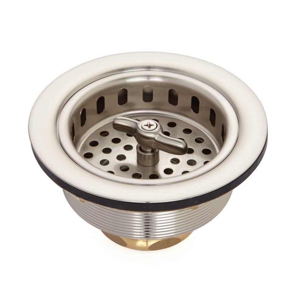 Signature Hardware Brushed Nickel 3-1/2 in. Wing Nut Brass Basket Strainer 