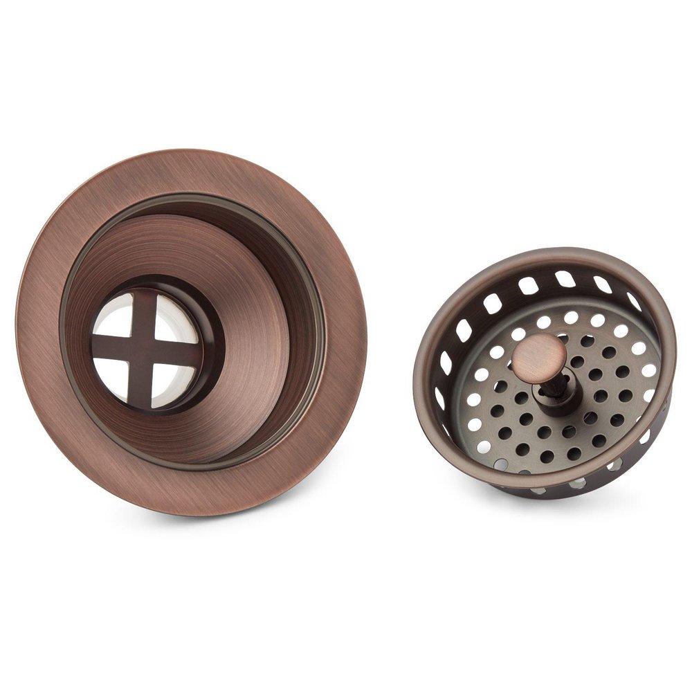 Signature Hardware Oil Rubbed Bronze 3-1/2 in. Brass Basket Strainer with Lift Stopper 