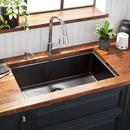 Signature Hardware Gunmetal Black 32 x 18 in. No Hole Stainless Steel Single Bowl Undermount Kitchen Sink 