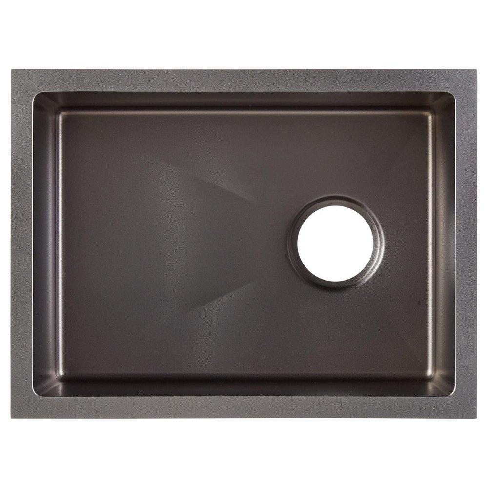 Signature Hardware Gunmetal Black 15 x 20 in. Undermount Stainless Steel Bar Sink 