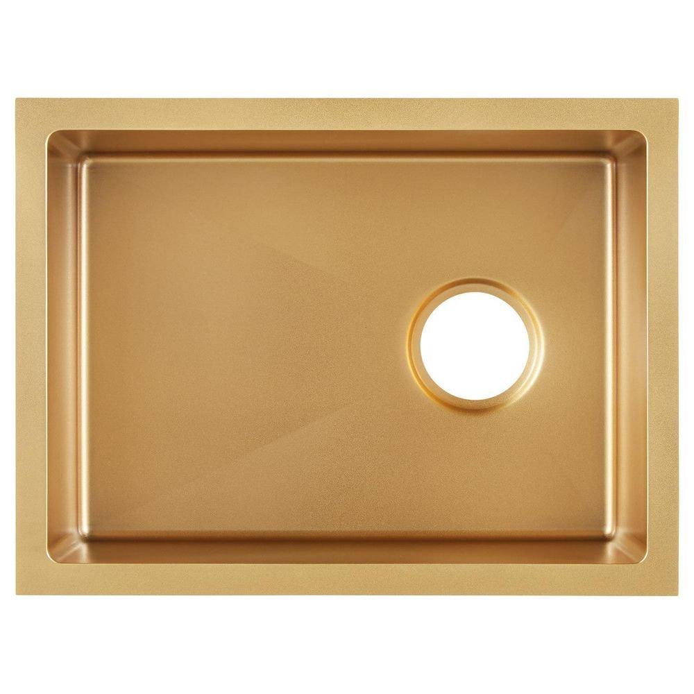 Signature Hardware Matte Gold 15 x 20 in. Undermount Stainless Steel Bar Sink 