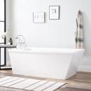 66 x 31-1/2 in. Freestanding Bathtub End Drain in White with Polished Brass Trim