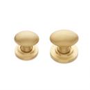 Signature Hardware Satin Brass 1-1/2 x 1-1/2 in. Brass Oval Knob with Beveled Round Base Plate 