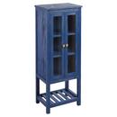 24 x 61-1/4 in. Linen Tower in Rustic Navy Blue with Satin Brass Hardware