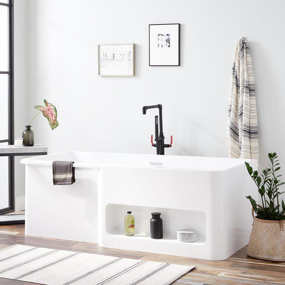 Signature Hardware White/Black 67 x 31-3/4 in. Freestanding Bathtub Center Drain 