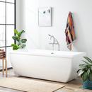 68-5/8 x 29-5/8 in. Freestanding Bathtub Center Drain in White with Polished Brass Trim