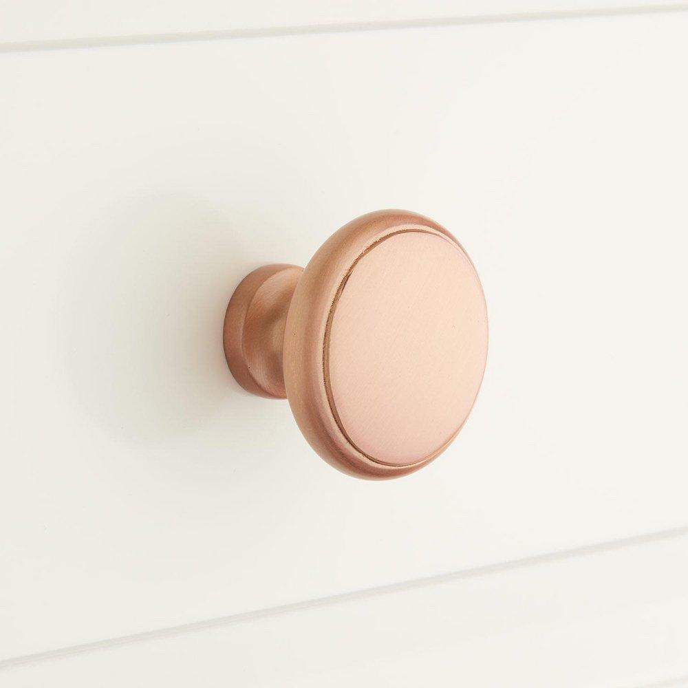 Signature Hardware Satin Brass 1-1/4 in. Brass Round Cabinet Knob 